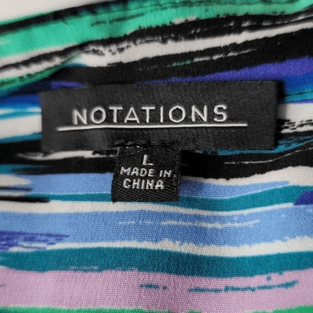 Notations Multi Color Striped Button Down Top - Picture 6 of 7